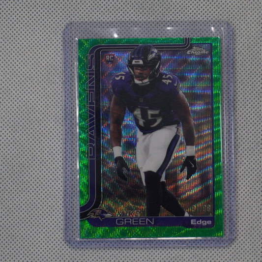 2025 Topps Chrome #376 Mike Green Green Wave Refractor #/99 Baltimore Ravens