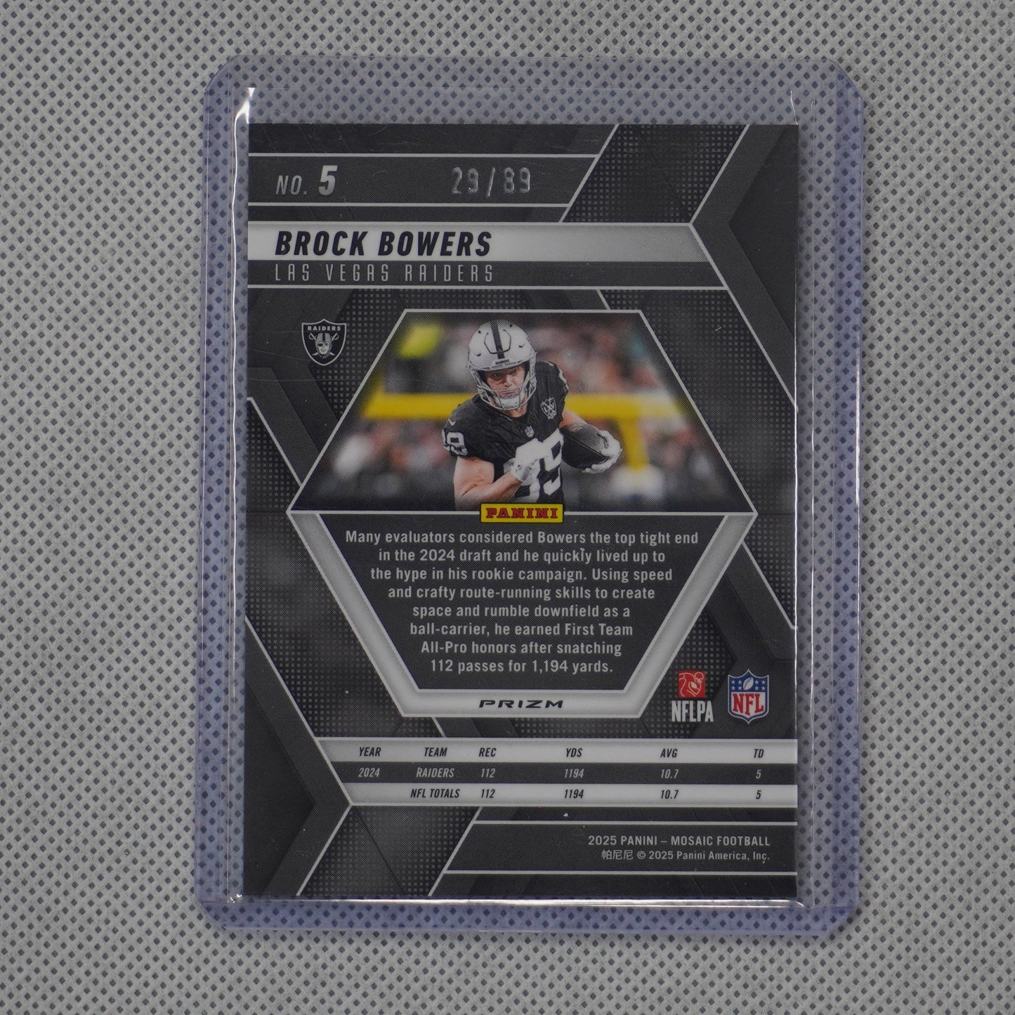 2025 Panini Mosaic #5 Brock Bowers Mosaic Choice Red & Yellow #/89 Raiders