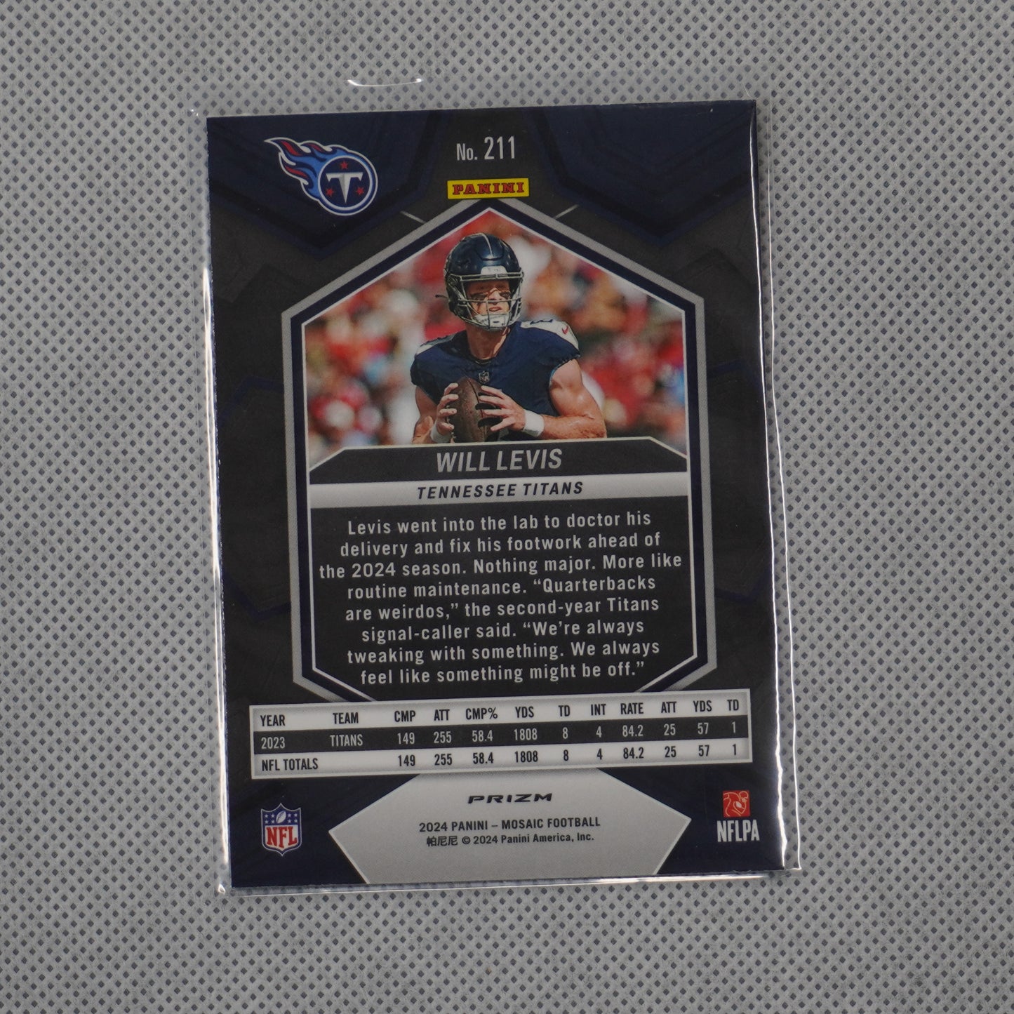 2024 Panini Mosaic #211 Will Levis Mosaic Tennessee Titans