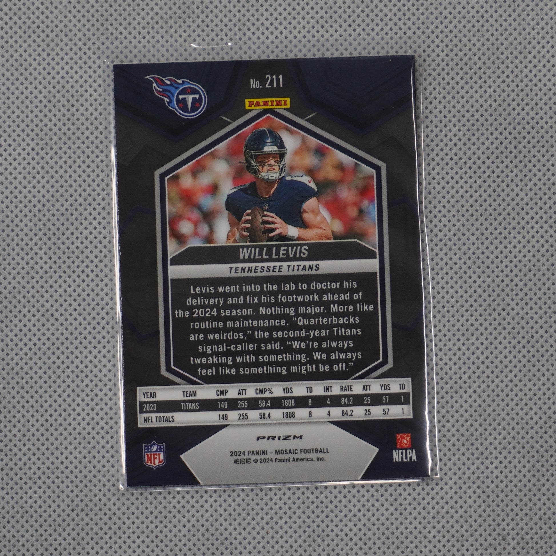 2024 Panini Mosaic #211 Will Levis Mosaic Tennessee Titans