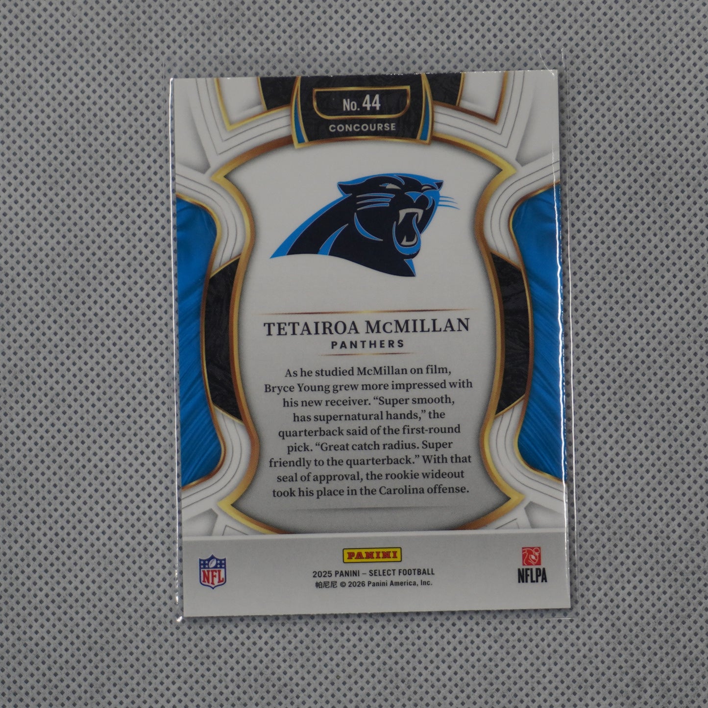 2025 Panini Select #44 Tetairoa McMillan Carolina Panthers RC