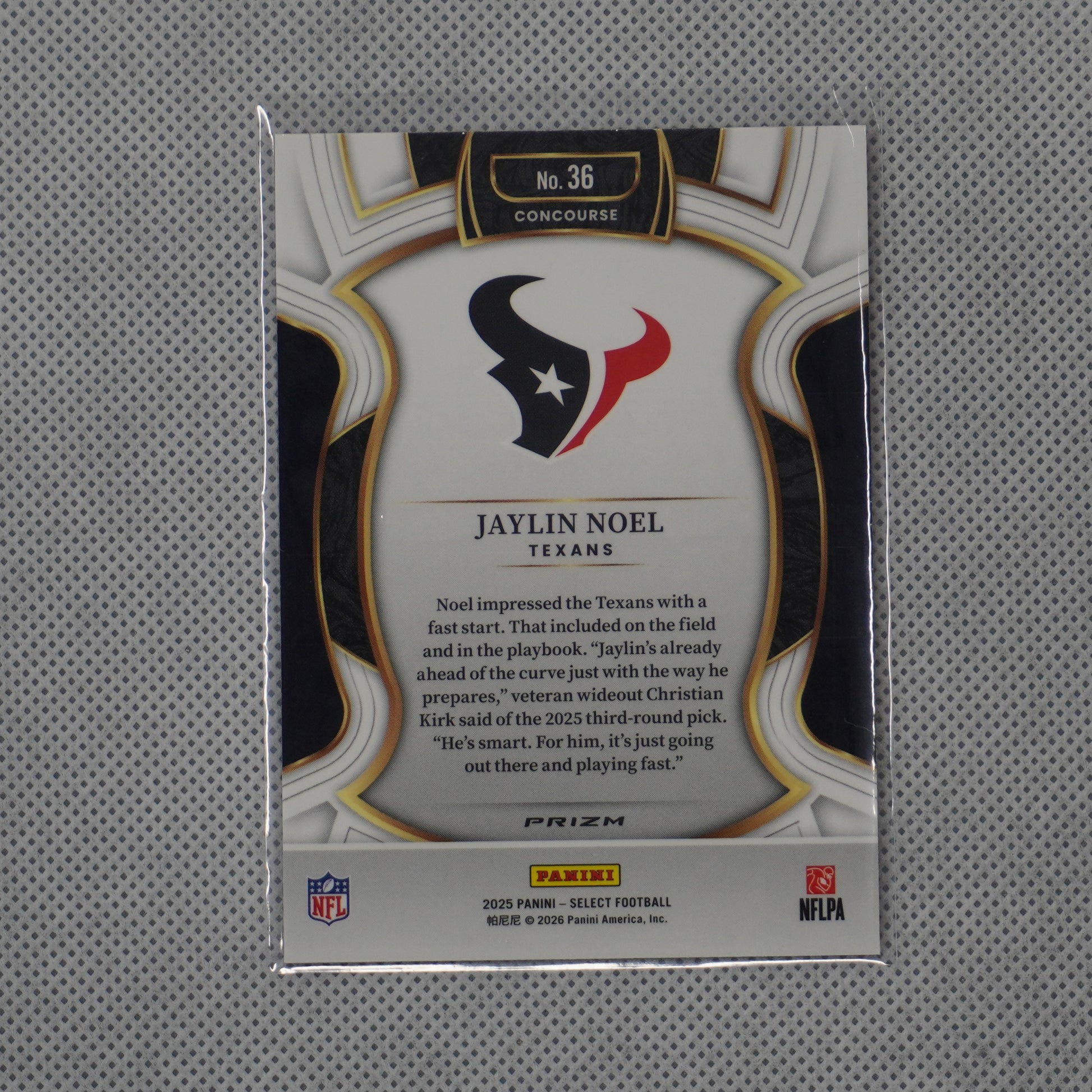 2025 Panini Select #36 Jaylin Noel Pink Prizm Shock Houston Texans RC