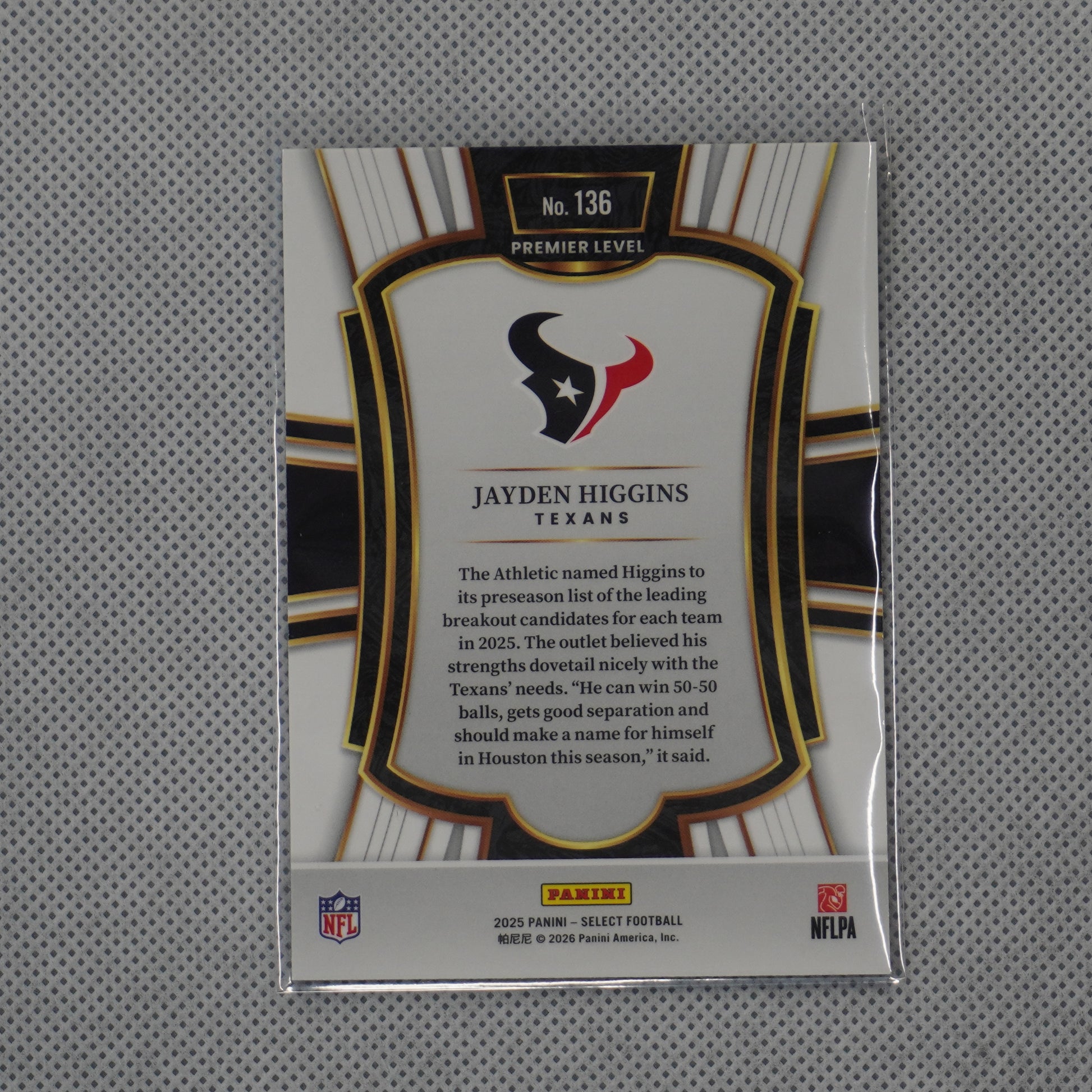 2025 Panini Select #136 Jayden Higgins Houston Texans