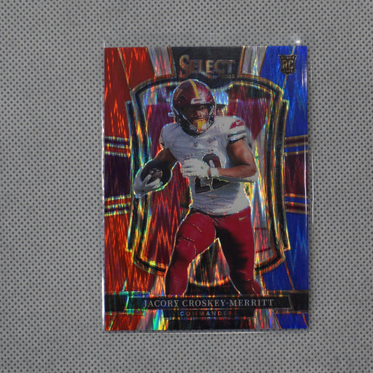 2025 Panini Select #188 Jacory Croskey-Merritt Red and Blue Prizm Shock