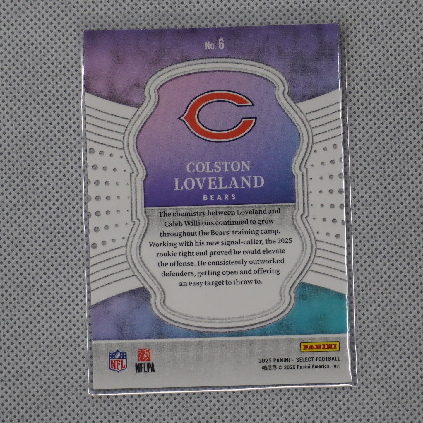 2025 Panini Select #6 Colston Loveland Select Certified Rookies Chicago Bears