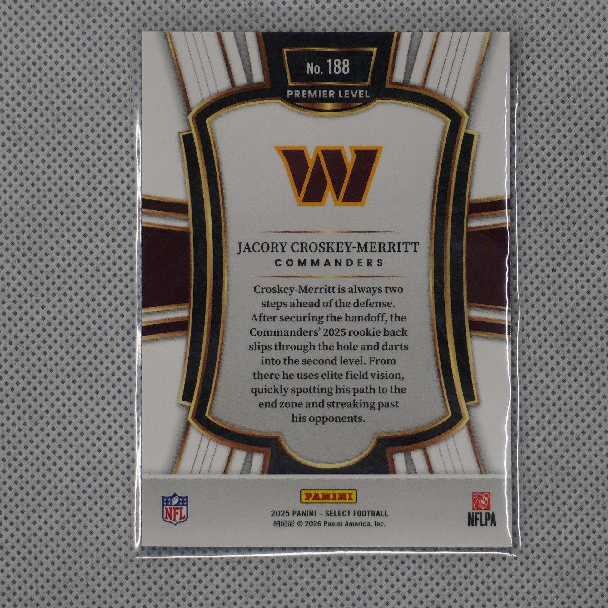 2025 Panini Select #188 Jacory Croskey-Merritt Washington Commanders