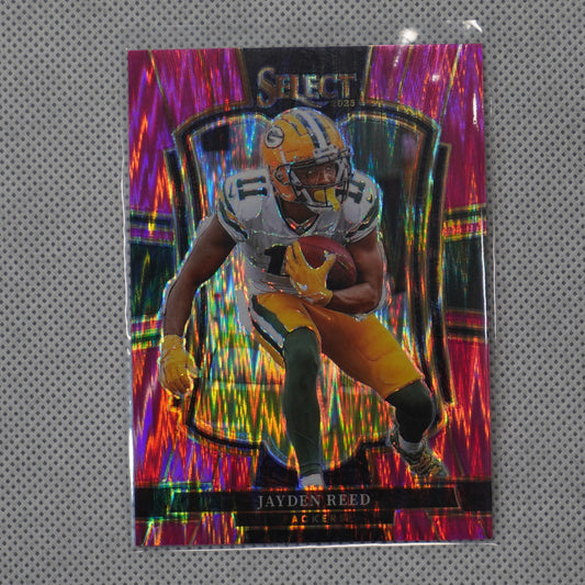 2025 Panini Select #166 Jayden Reed Pink Prizm Shock Green Bay Packers