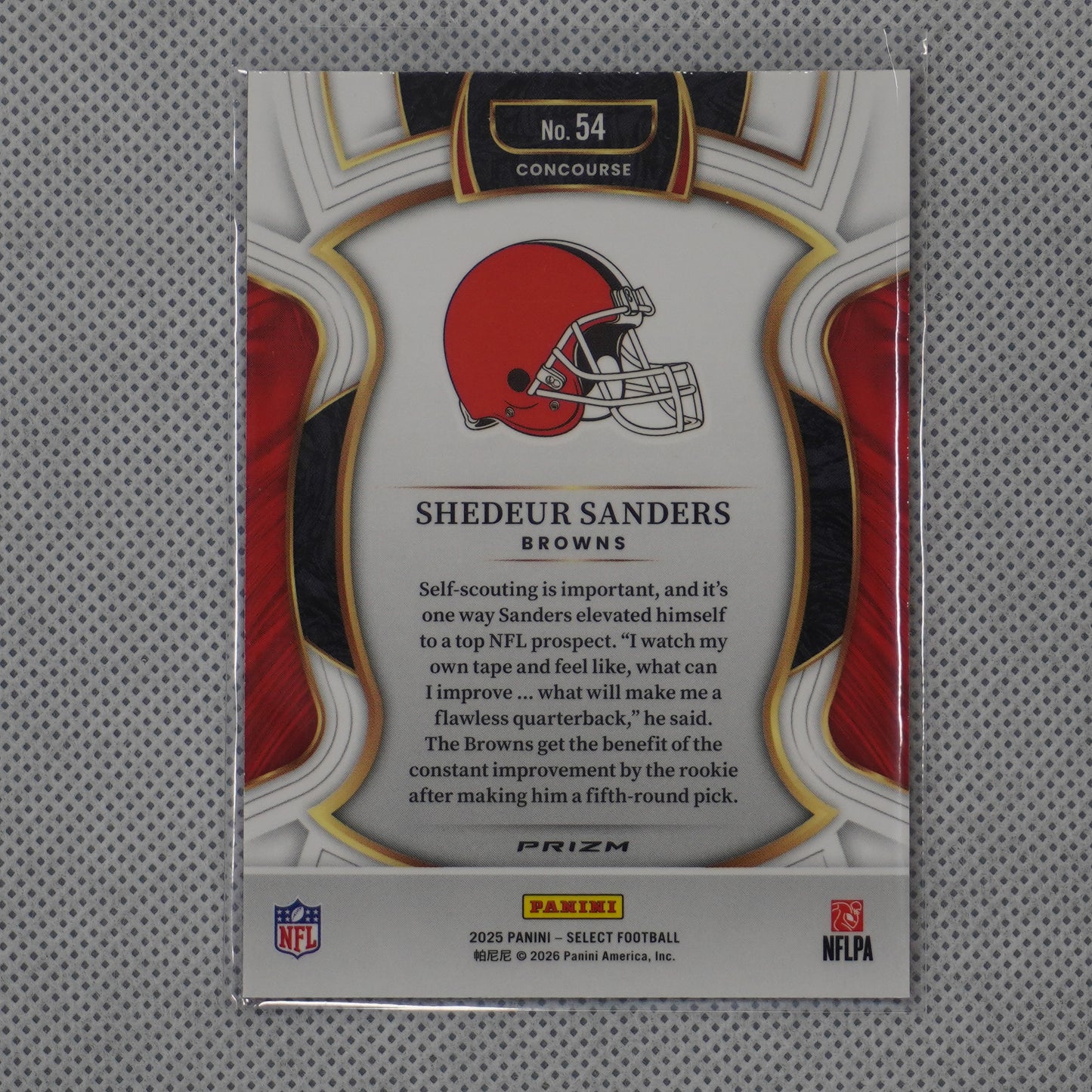 2025 Panini Select #54 Shedeur Sanders Pink Prizm Shock Cleveland Browns RC