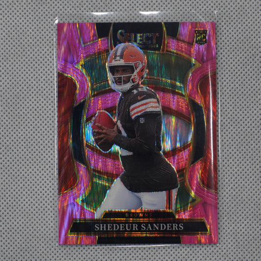 2025 Panini Select #54 Shedeur Sanders Pink Prizm Shock Cleveland Browns RC
