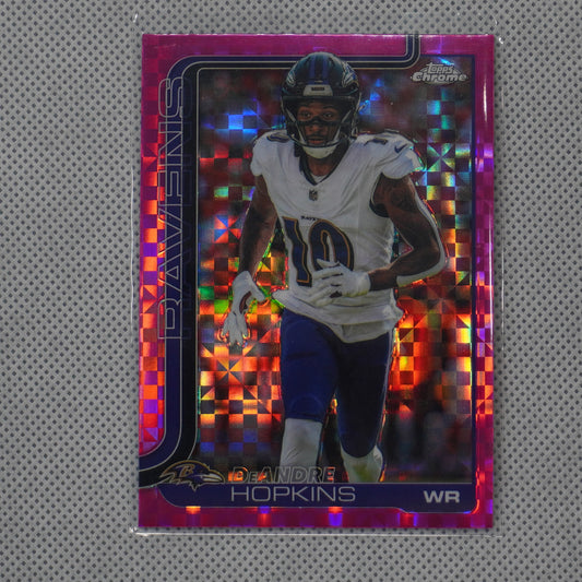 2025 Topps Chrome #20 DeAndre Hopkins Hot Pink X-Fractor Baltimore Ravens