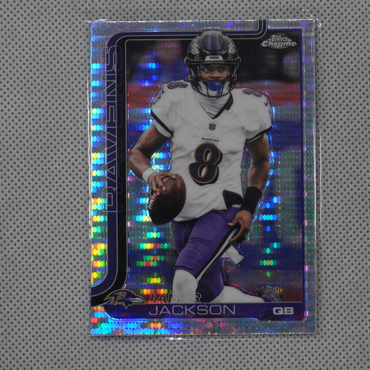 2025 Topps Chrome #24 Lamar Jackson Pulsar Refractor Baltimore Ravens