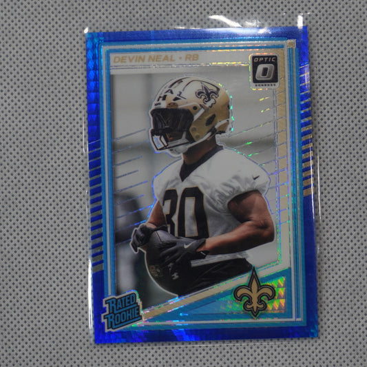 2025 Donruss Optic #282 Devin Neal Blue Hyper New Orleans Saints RC