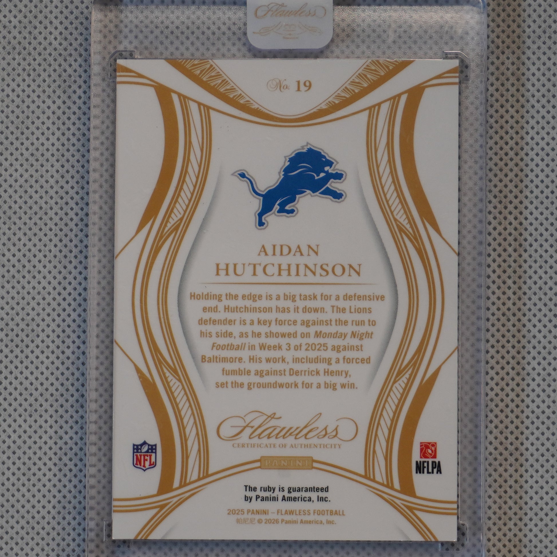 2025 Panini Flawless #19 Aidan Hutchinson #/25 Detroit Lions SN