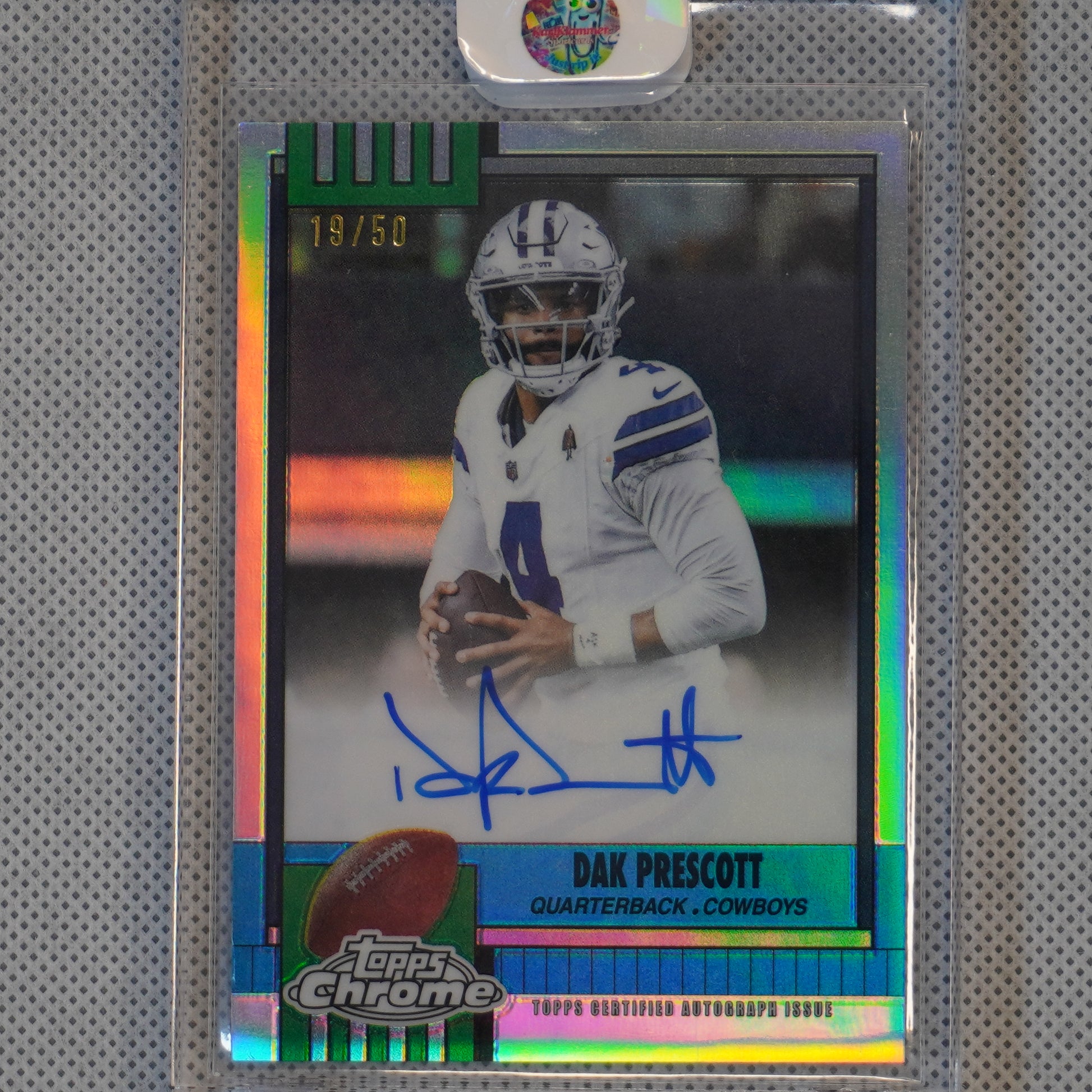 2025 Topps Chrome #1990-DP Dak Prescott 1990 Topps Autographs Refractor #/50 Dallas Cowboys SN.AU
