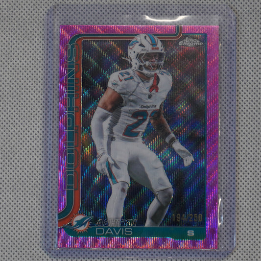 2025 Topps Chrome #194 Ashtyn Davis Pink Wave Refractor #/250 Miami Dolphins SN