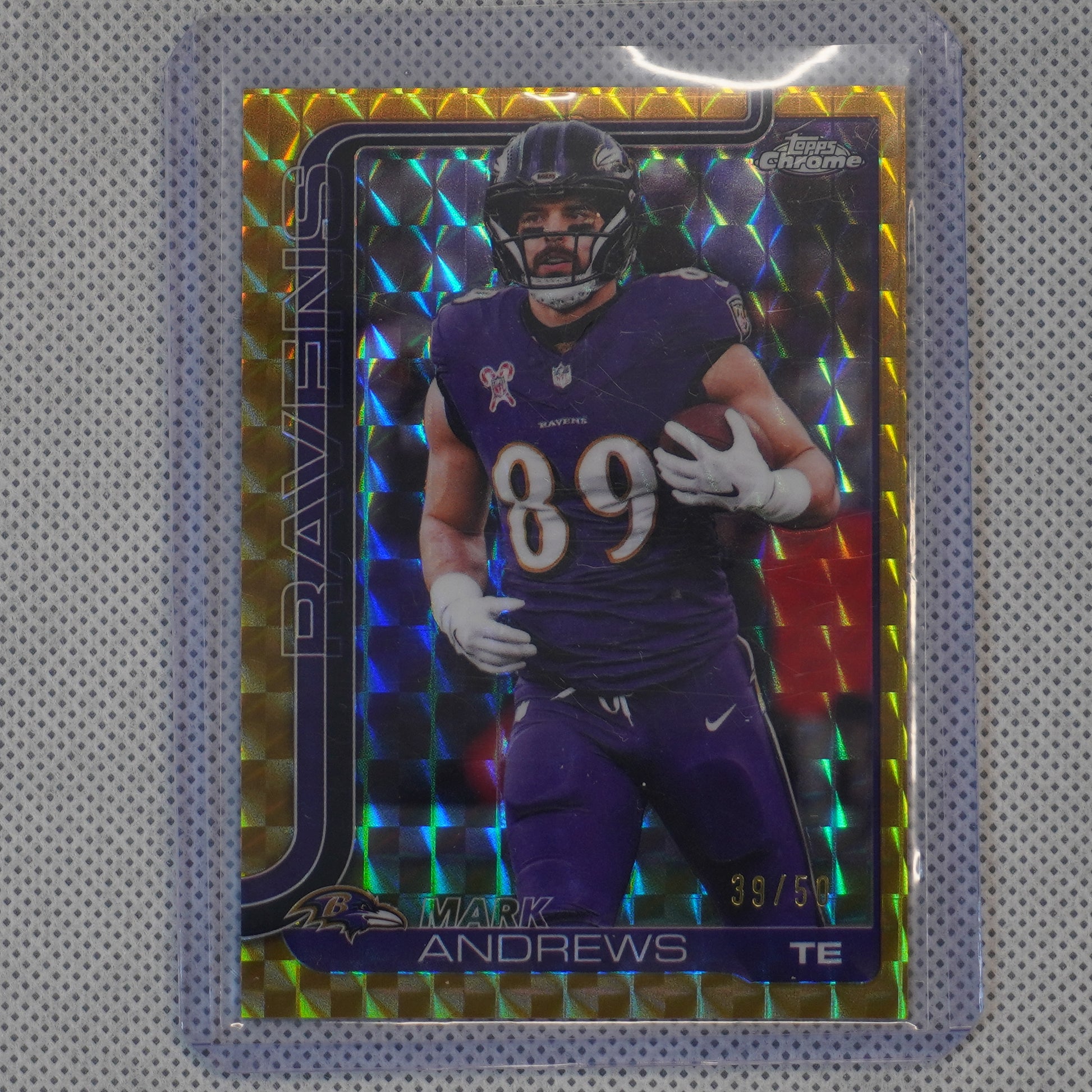 2025 Topps Chrome #23 Mark Andrews Gold Geometric Refractor #/50 Baltimore Ravens SN