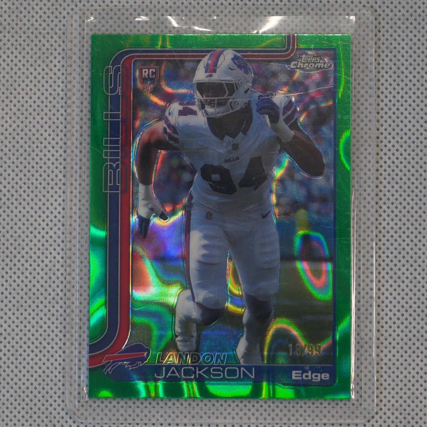 2025 Topps Chrome #358 Landon Jackson Green Lava Refractor #/99 Buffalo Bills SN.RC
