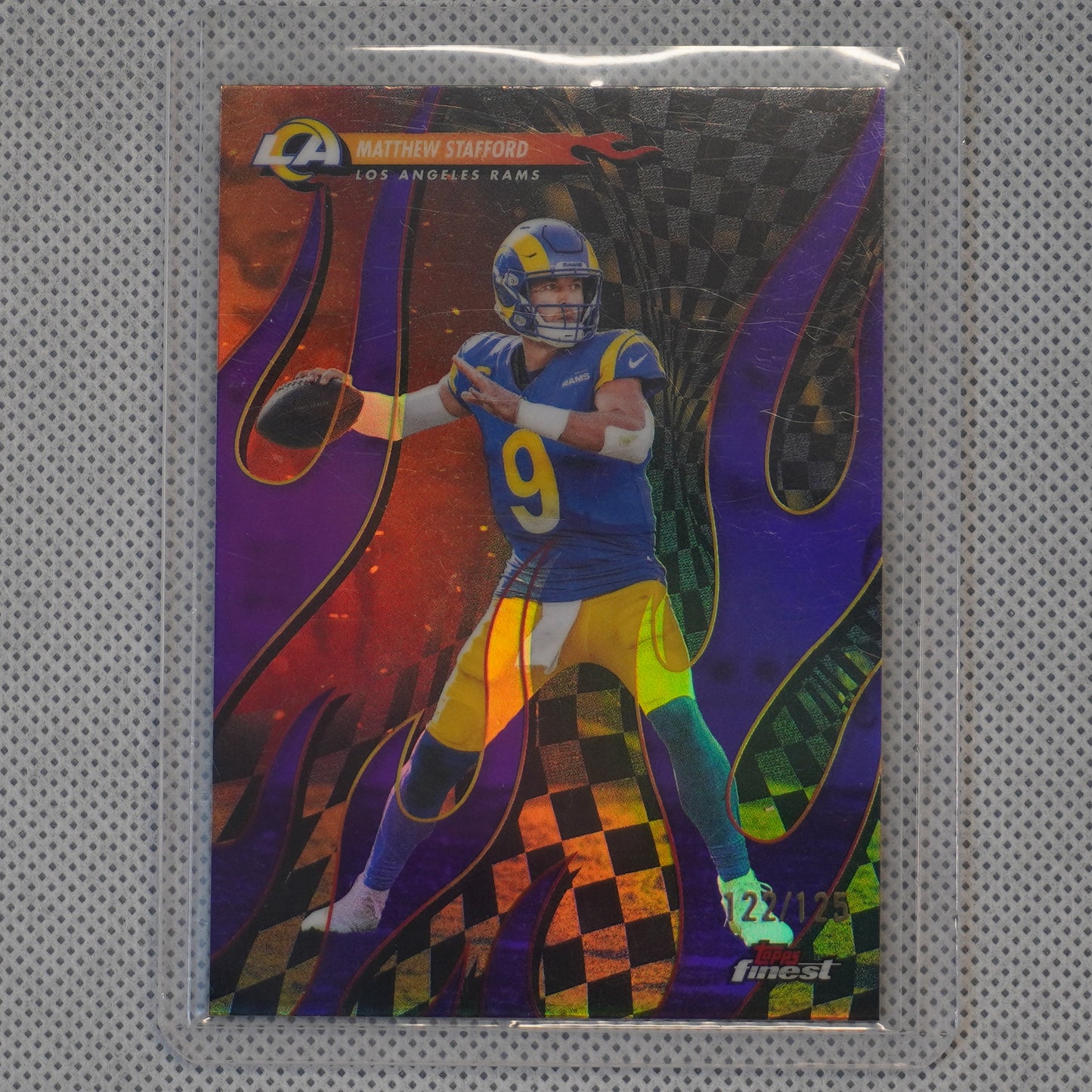 2025 Finest #T-22 Matthew Stafford Torchers Purple Refractor #/125 Los Angeles Rams SN