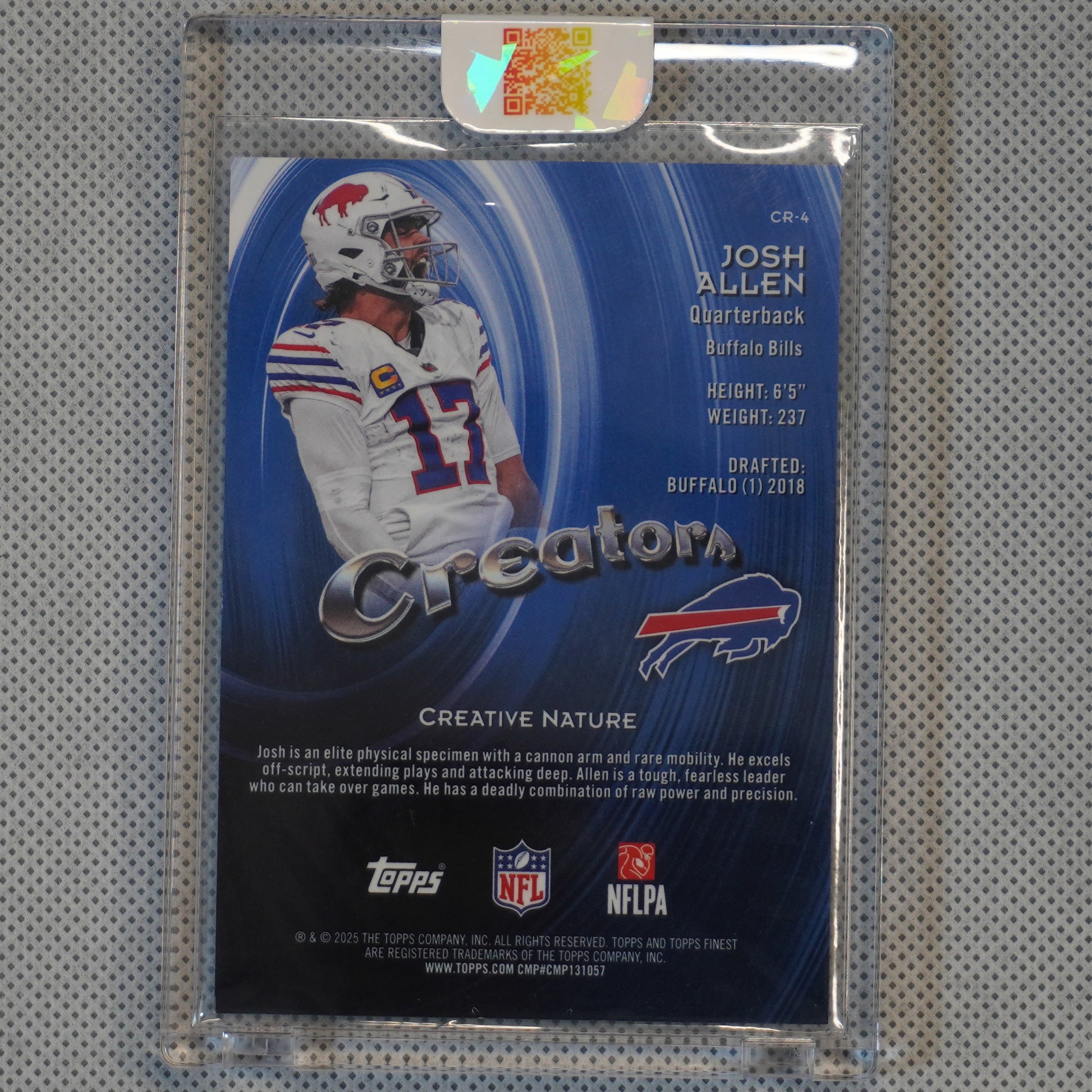 2025 Finest #CR-4 Josh Allen Creators Gold Refractor #/50 Buffalo Bills SN