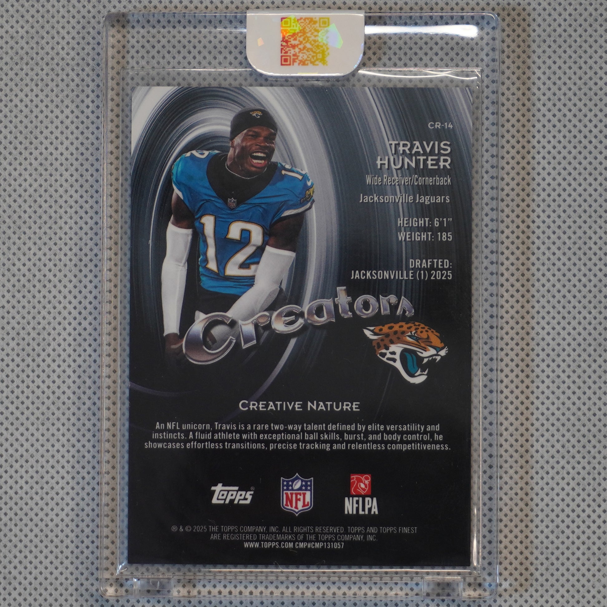 2025 Finest #CR-14 Travis Hunter Creators Red Geometric Refractor #/5 Jacksonville Jaguars SN