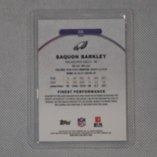 2025 Finest #255 Saquon Barkley Green Geometric Refractor #/25 Philadelphia Eagles SN