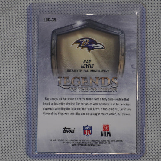2025 Topps Chrome #LOG-39 Ray Lewis Legends of the Gridiron Orange Refractor #/25 Baltimore Ravens SN