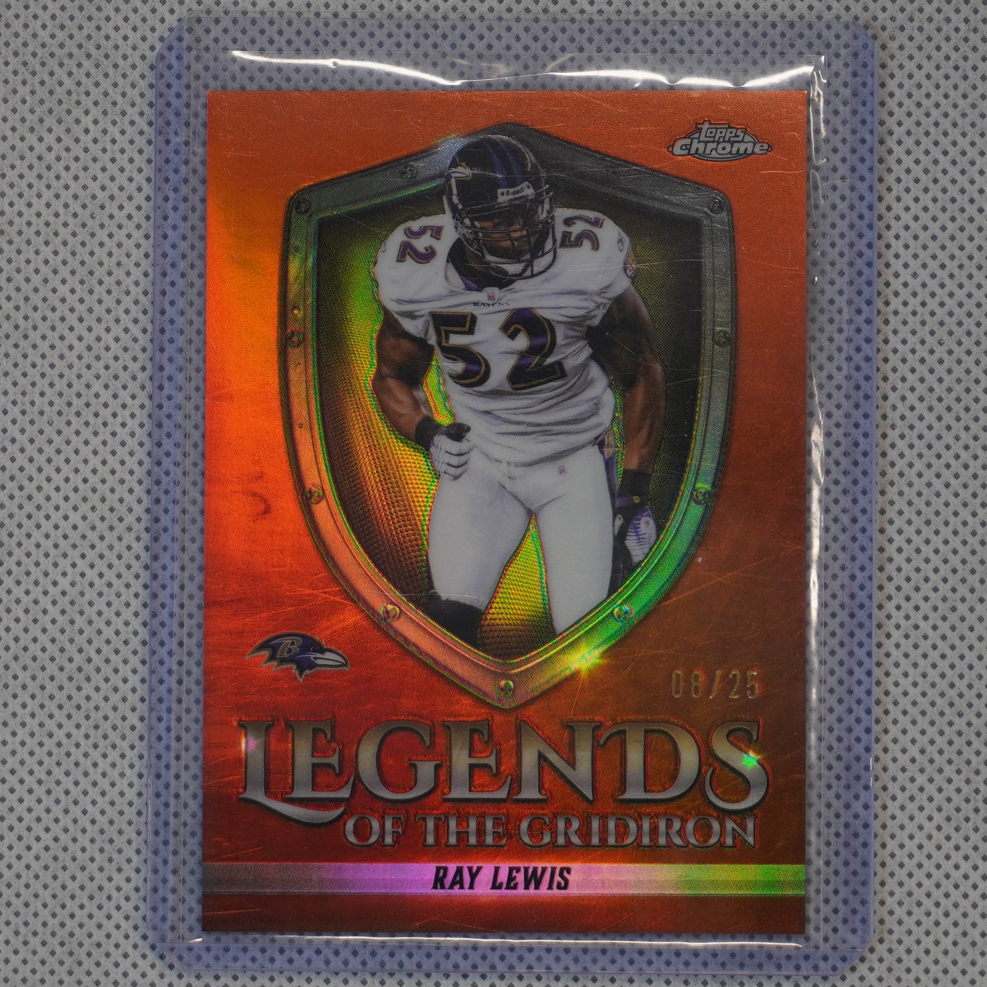 2025 Topps Chrome #LOG-39 Ray Lewis Legends of the Gridiron Orange Refractor #/25 Baltimore Ravens SN