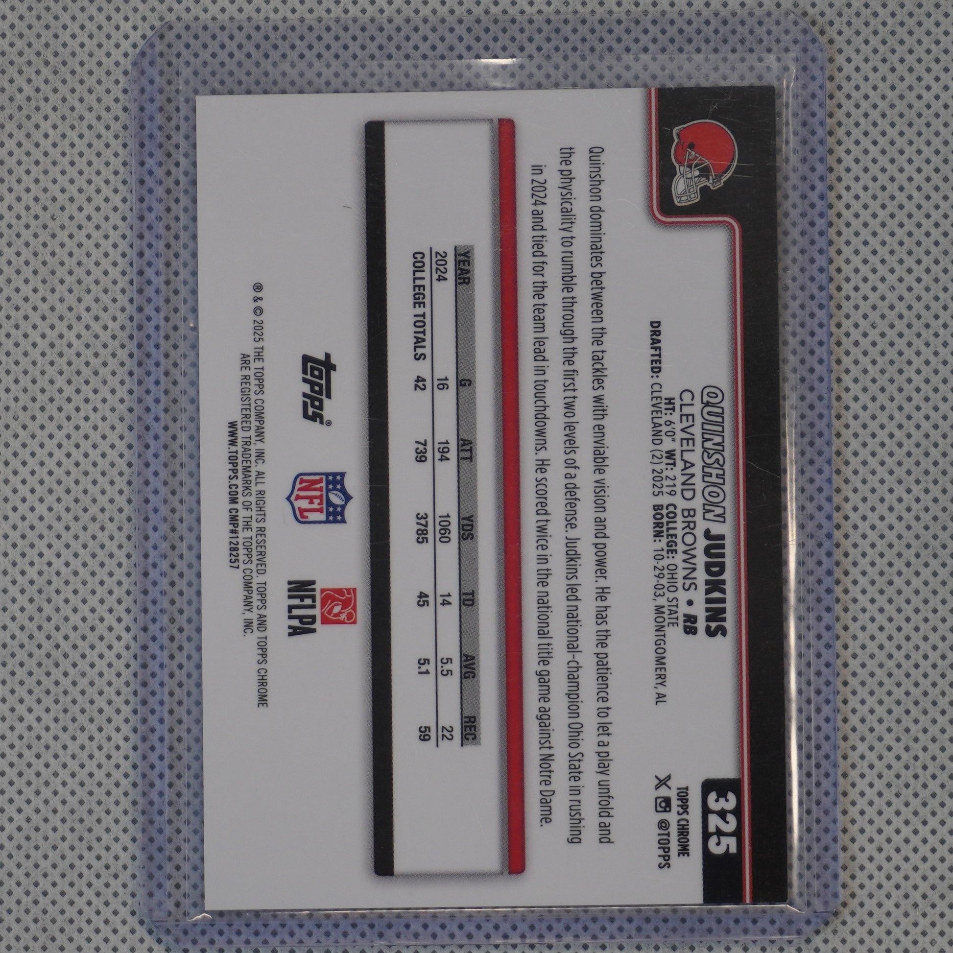 2025 Topps Chrome #325 Quinshon Judkins Orange Geometric Refractor #/25 Cleveland Browns SN.RC
