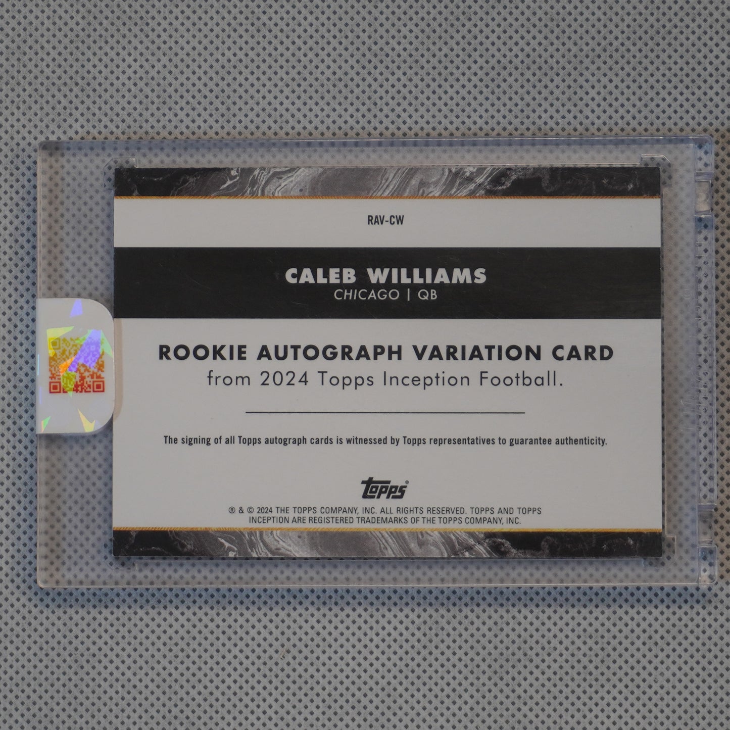 2024 Topps Inception #RAV-CW Caleb Williams Rookie Autographs Variations #/50 Chicago Bears SN.AU