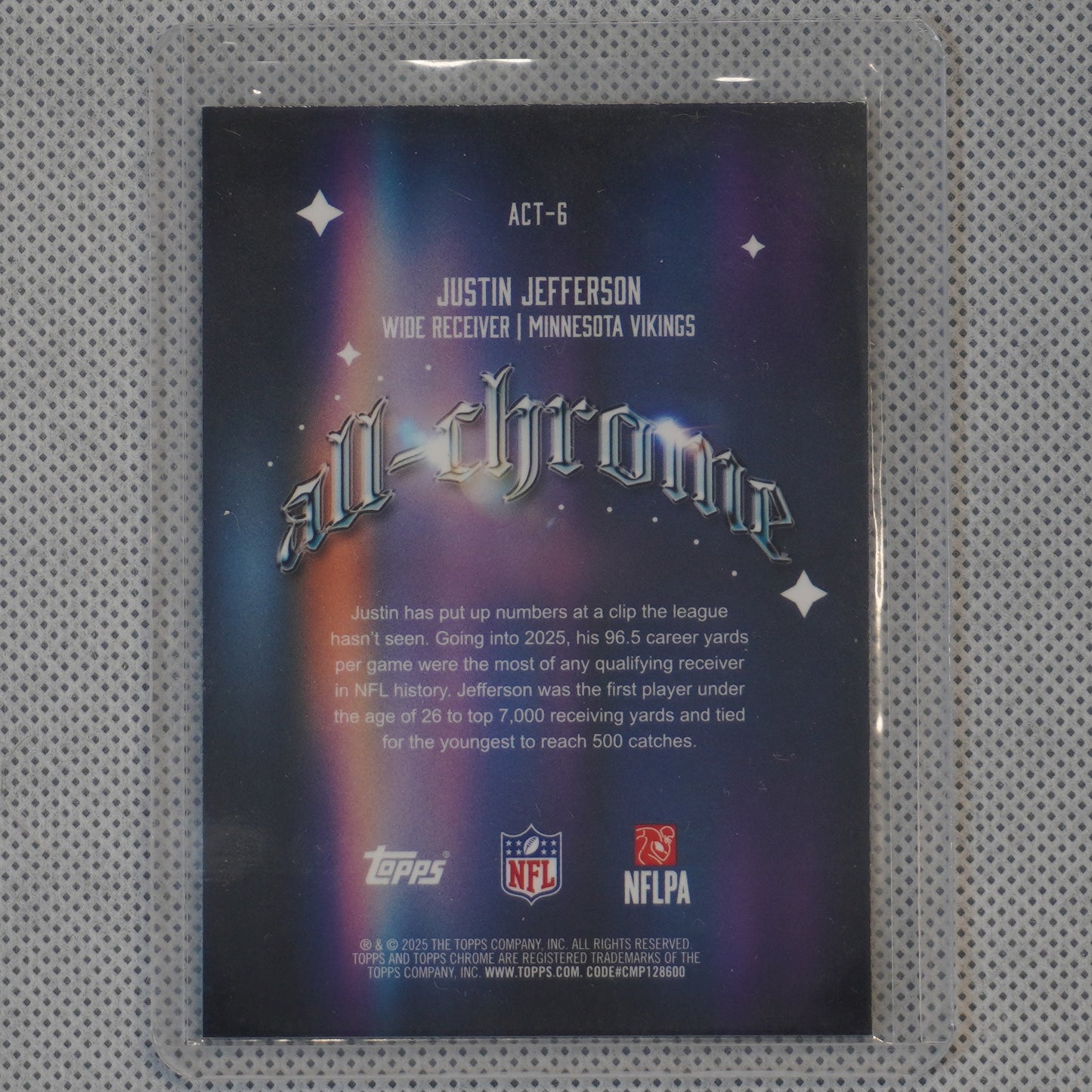 2025 Topps Chrome #ACT-6 Justin Jefferson All Chrome Team Minnesota Vikings