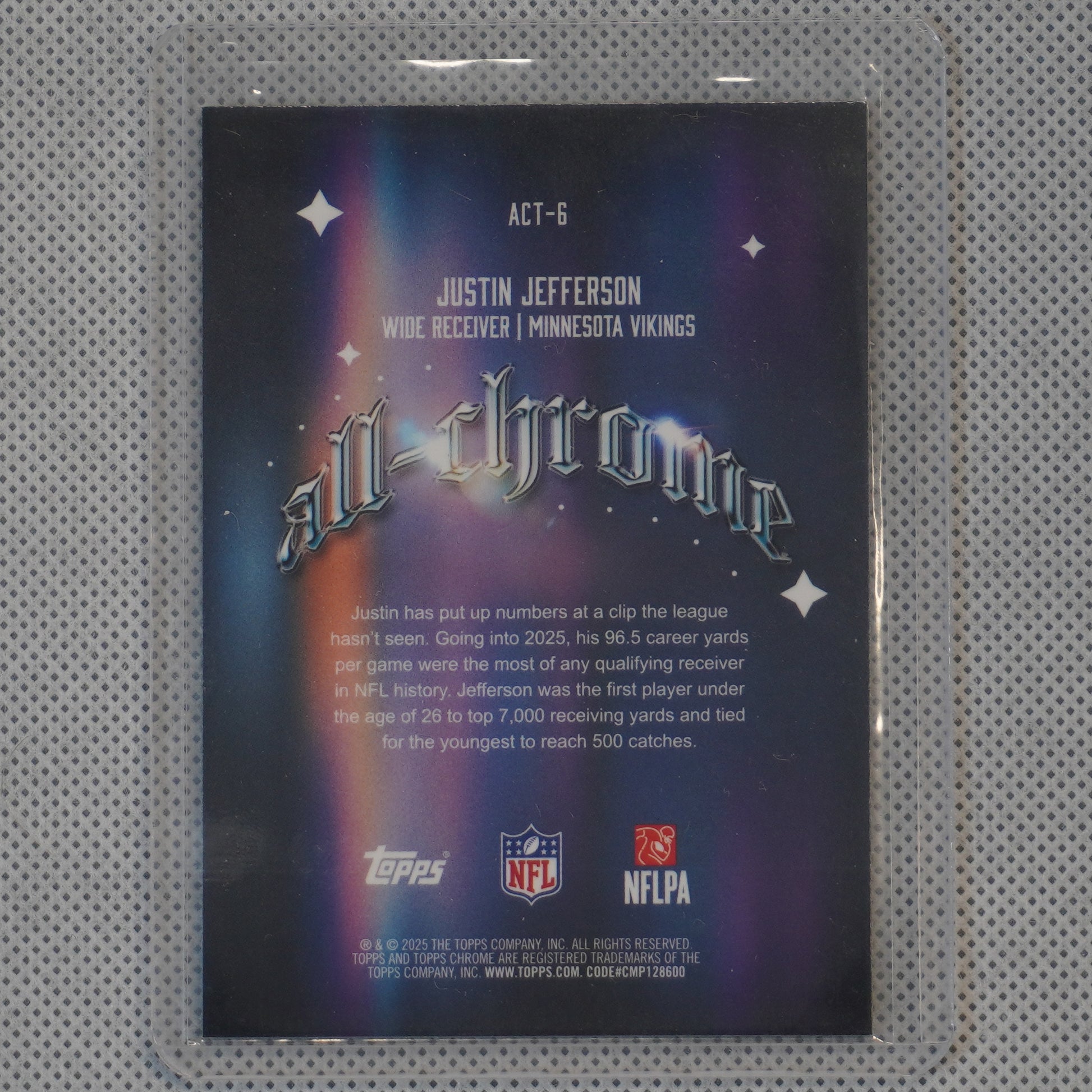 2025 Topps Chrome #ACT-6 Justin Jefferson All Chrome Team Minnesota Vikings