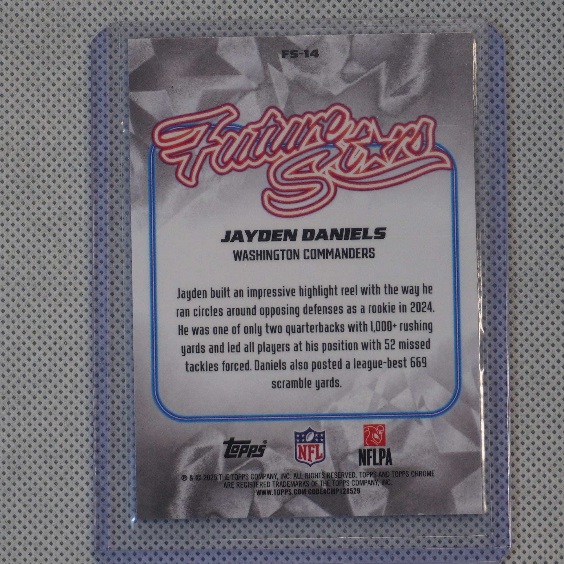 2025 Topps Chrome #FS-14 Jayden Daniels Future Stars Washington Commanders