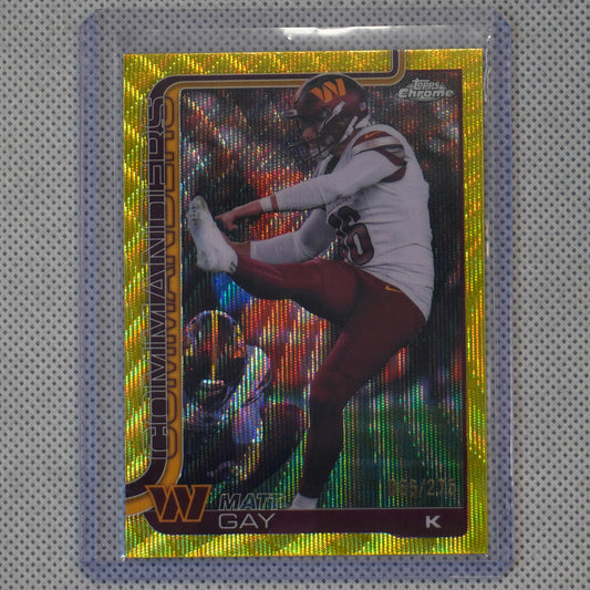 2025 Topps Chrome #300 Matt Gay Yellow Wave Refractor #/275 Washington Commanders SN