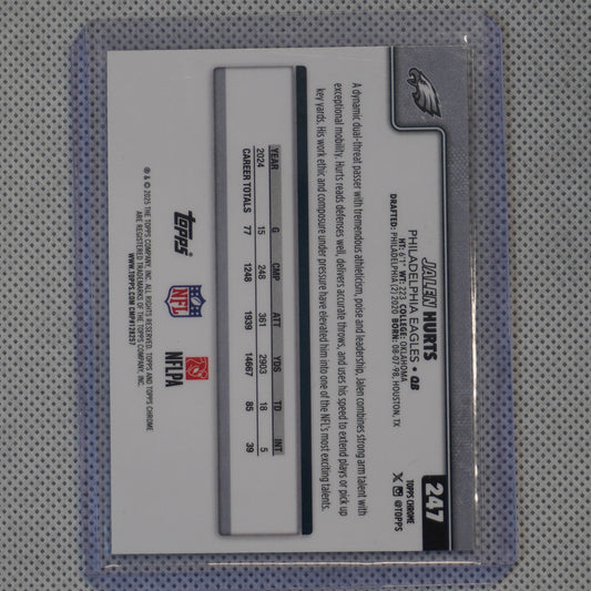 2025 Topps Chrome #247 Jalen Hurts Hot Pink X-Fractor Philadelphia Eagles