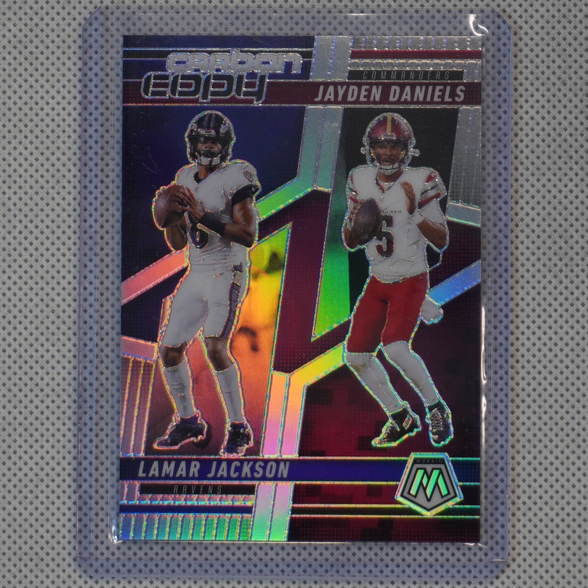 2025 Panini Mosaic #CCO-6 Jayden Daniels / Lamar Jackson Carbon Copy Silver Philadelphia Eagles
