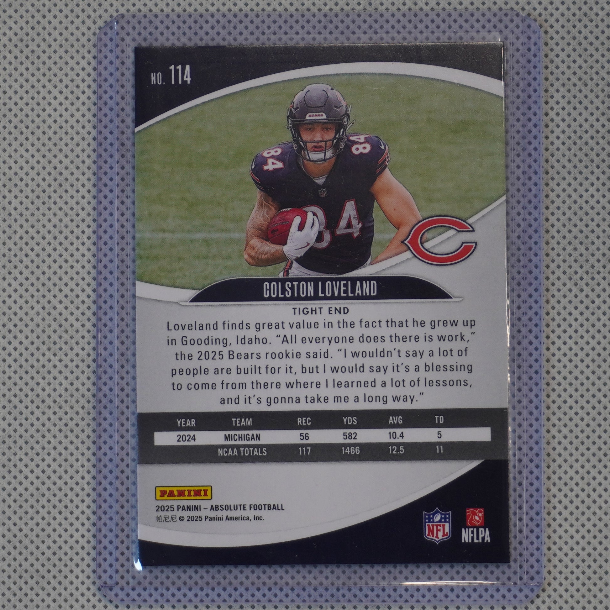 2025 Panini Absolute #114 Colston Loveland Retail Chicago Bears RC