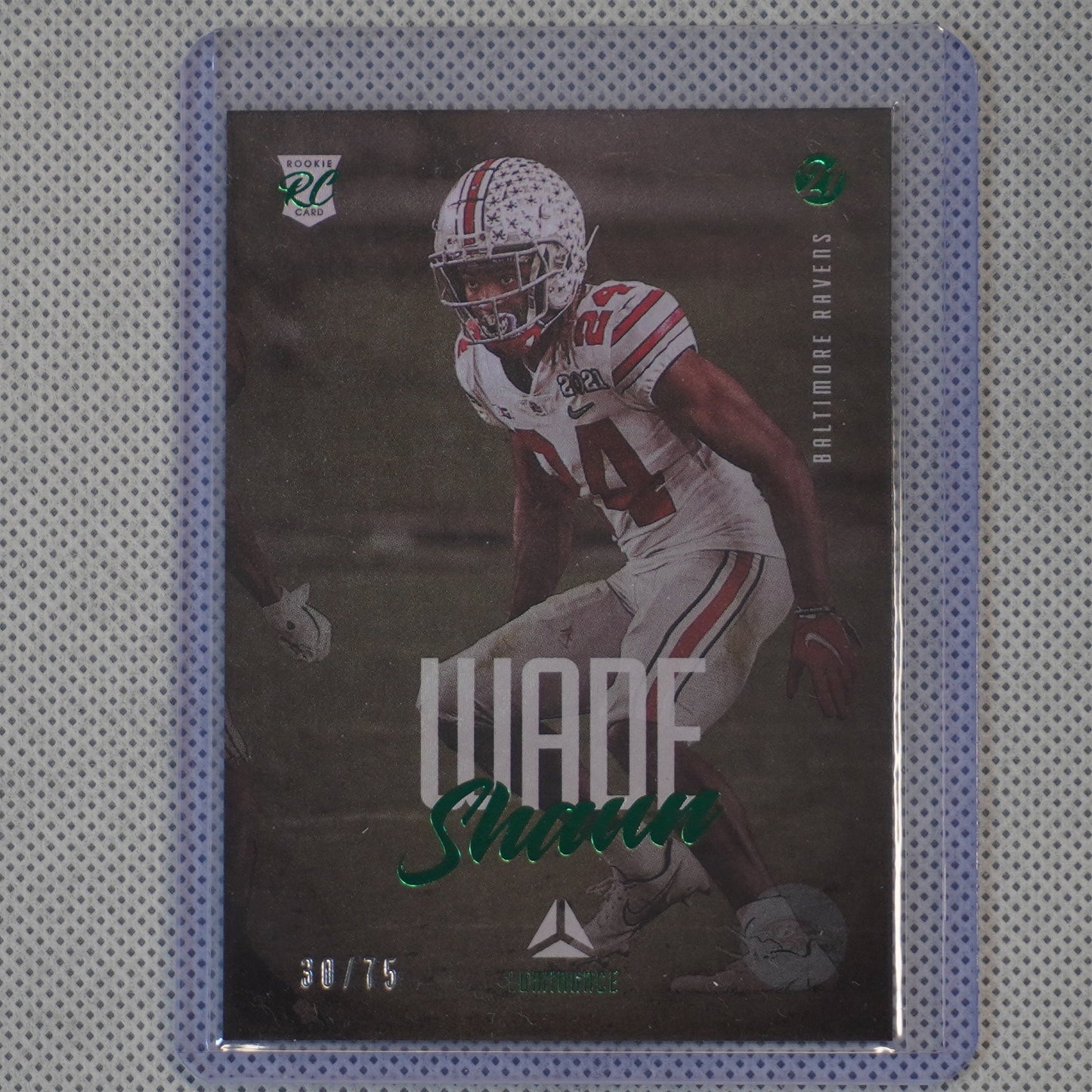 2021 Panini Luminance #109 Shaun Wade Green #/75 Baltimore Ravens SN.RC
