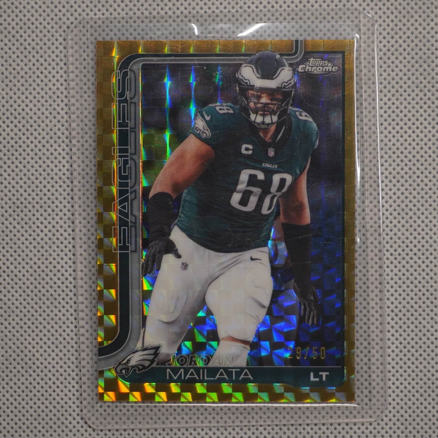 2025 Topps Chrome #245 Jordan Mailata Gold Geometric Refractor #/50 Philadelphia Eagles SN