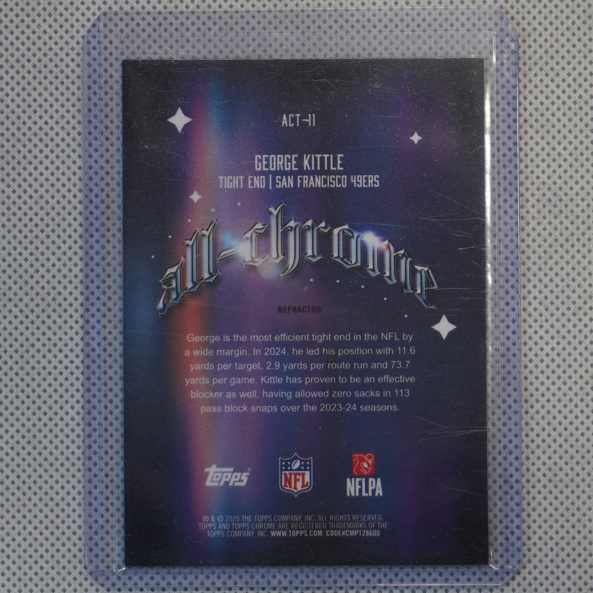 2025 Topps Chrome #ACT-11 George Kittle All-Chrome Team Refractor San Francisco 49ers