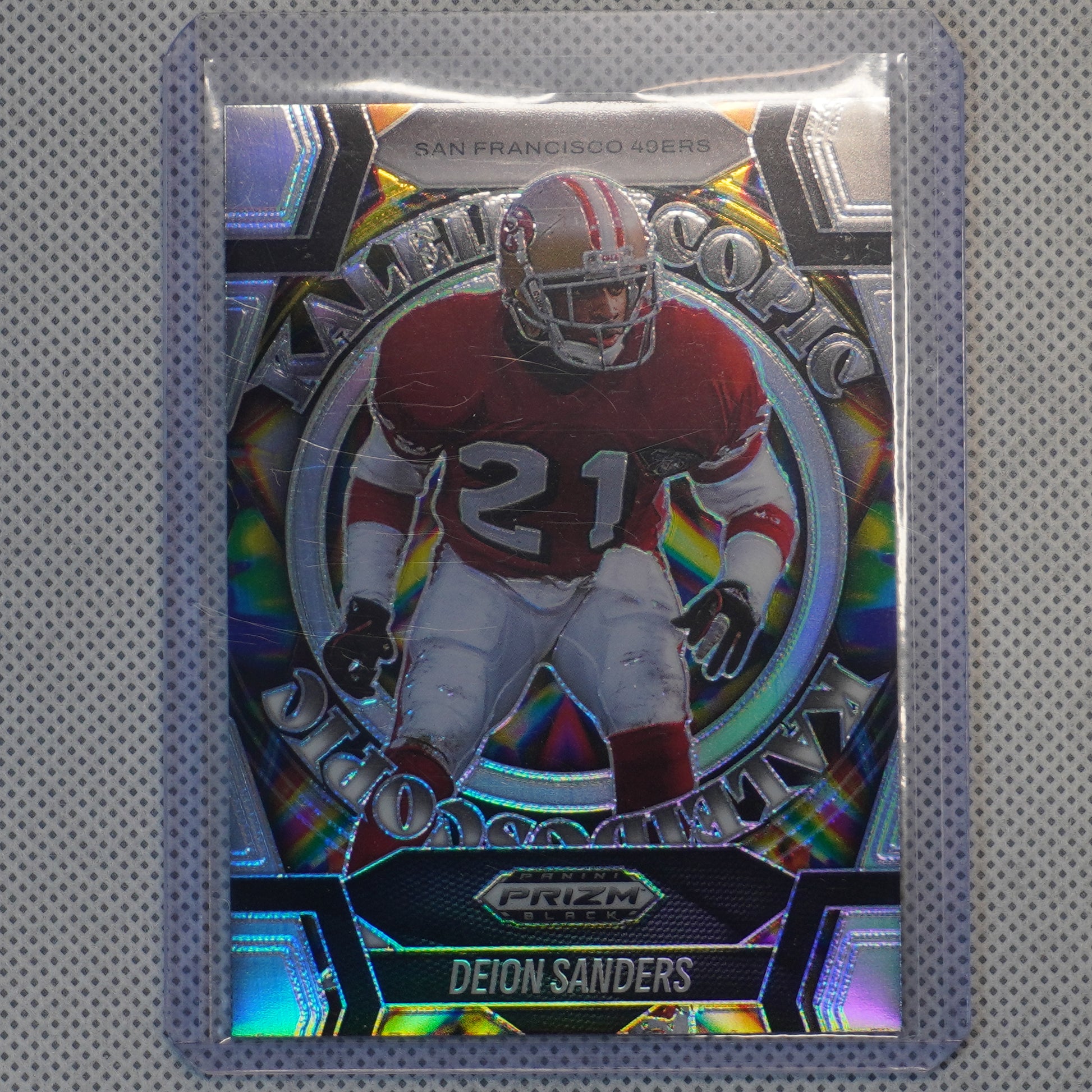 2025 Panini Prizm Black #2 Deion Sanders Kaleidoscopic Silver San Francisco 49ers