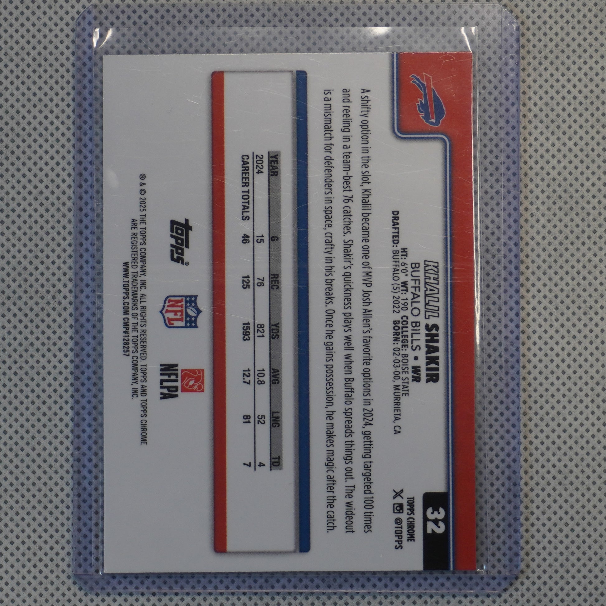 2025 Topps Chrome #32 Khalil Shakir Ray Wave Refractor Buffalo Bills