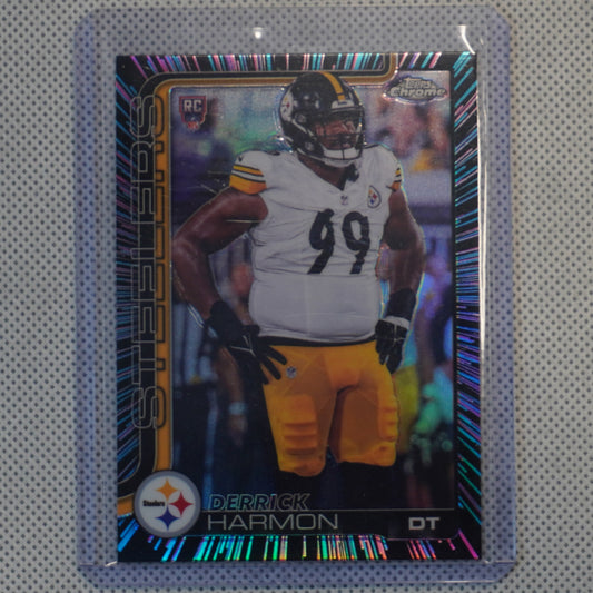 2025 Topps Chrome #361 Derrick Harmon Neon Pulse Refractor Pittsburgh Steelers RC
