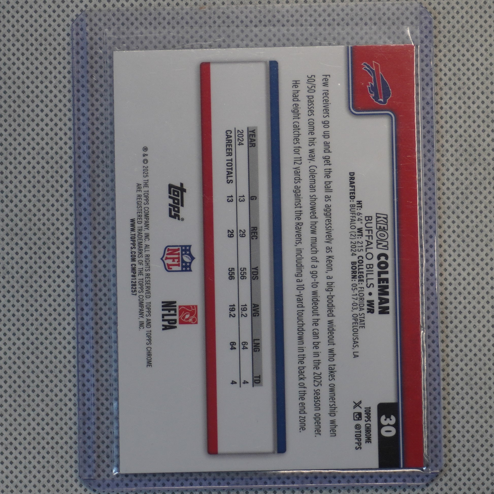 2025 Topps Chrome #30 Keon Coleman Prism Refractor Buffalo Bills