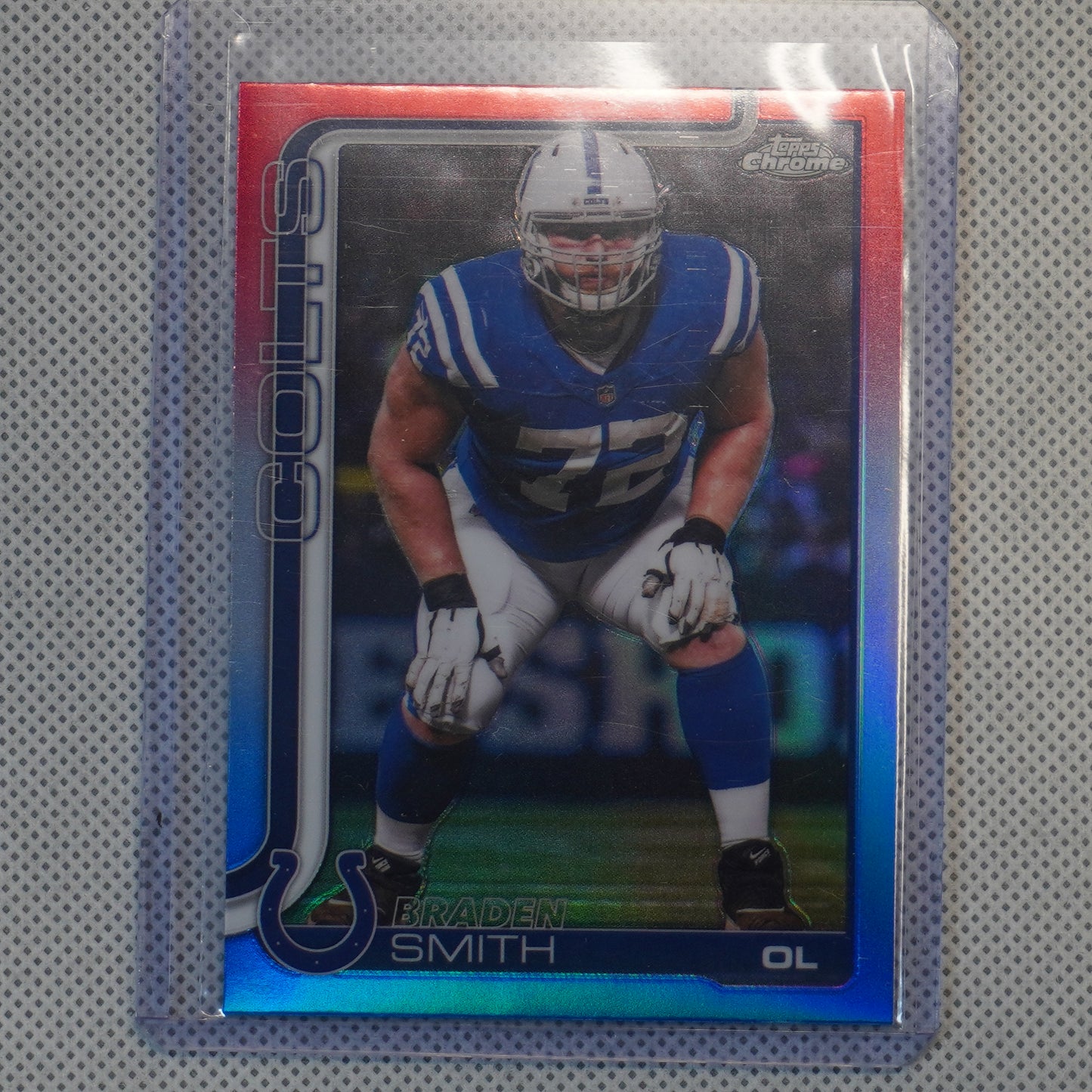 2025 Topps Chrome #134 Braden Smith Red White and Blue Refractor Indianapolis Colts