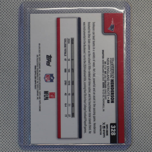 2025 Topps Chrome #328 TreVeyon Henderson Refractor New England Patriots RC