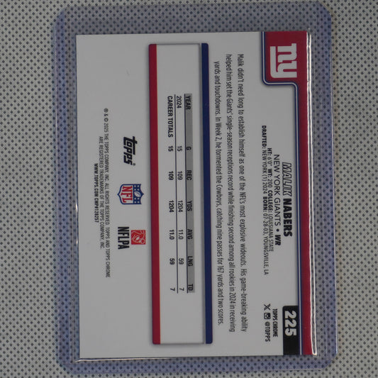 2025 Topps Chrome #225 Malik Nabers Neon Pulse Refractor New York Giants