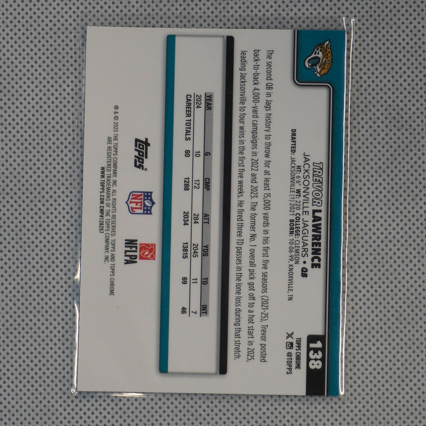 2025 Topps Chrome #138 Trevor Lawrence Jacksonville Jaguars