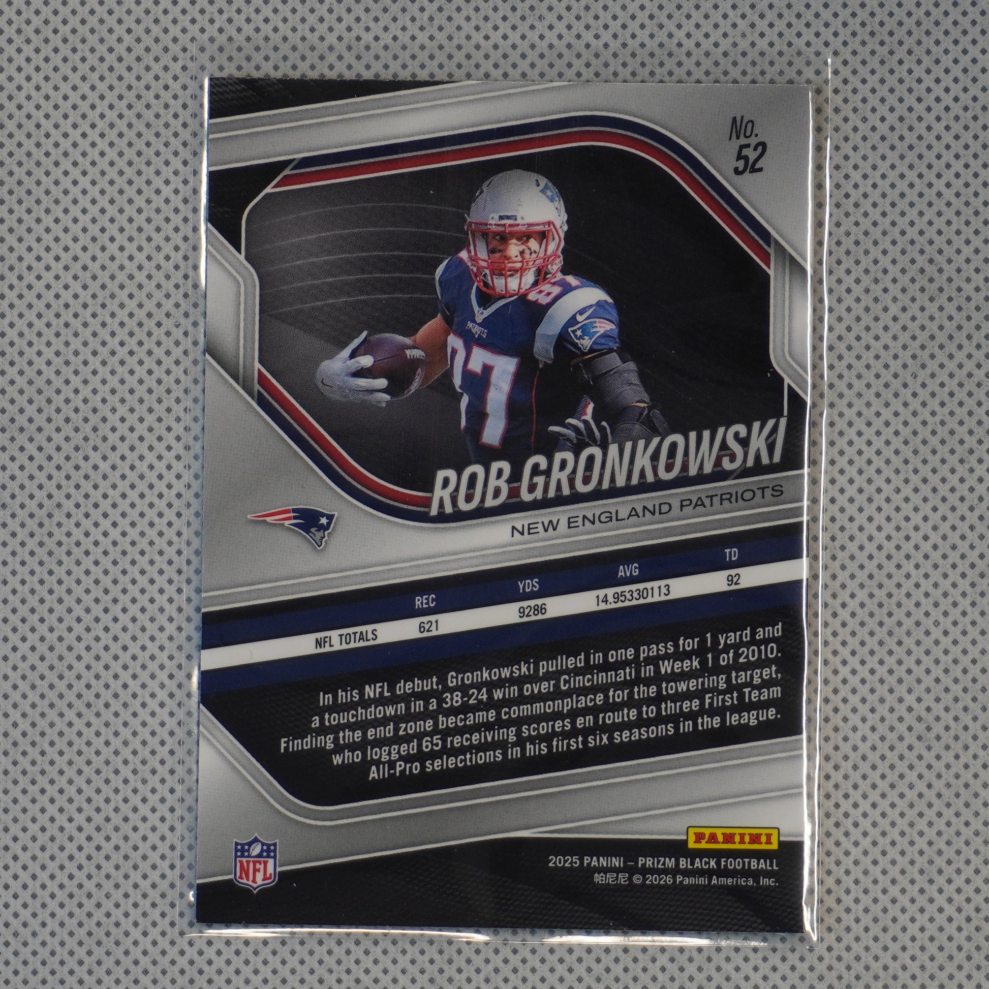 2025 Panini Prizm Black #52 Rob Gronkowski New England Patriots