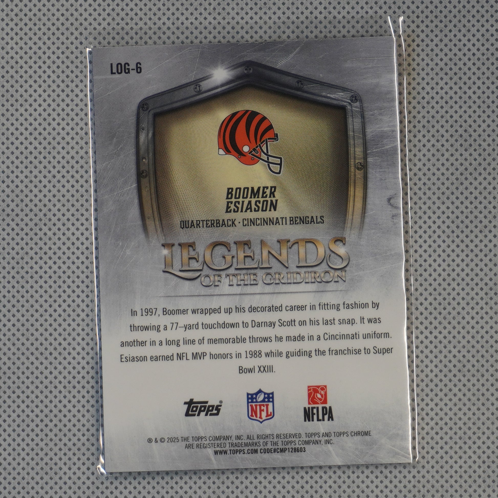 2025 Topps Chrome #LOG-6 Boomer Esiason Legends of the Gridiron Cincinnati Bengals