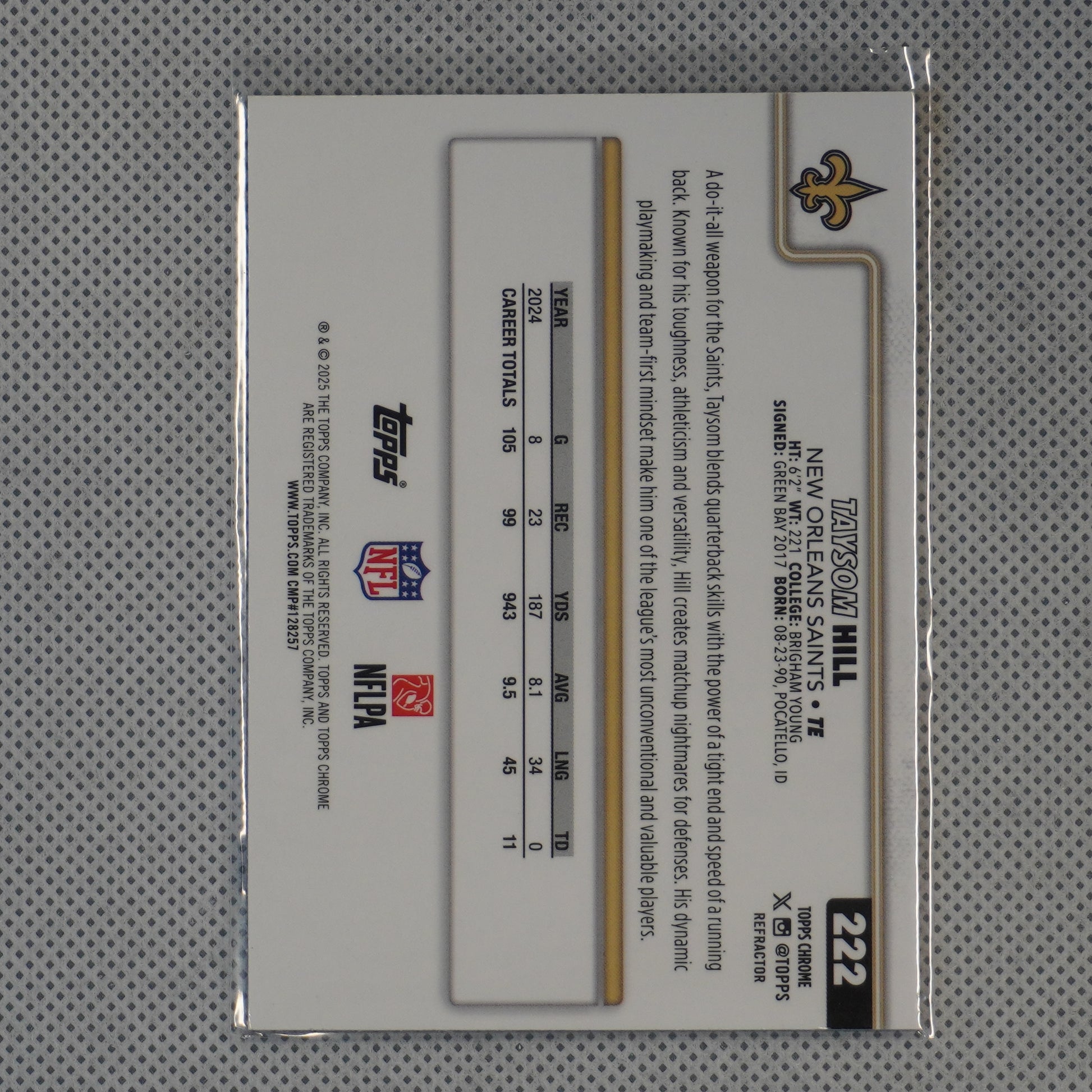 2025 Topps Chrome #222 Taysom Hill Refractor New Orleans Saints